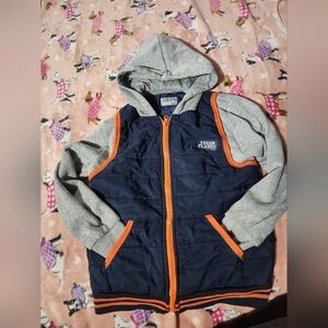 Free Planet Navy and Gray Hoodie with Orange Accents Size 7